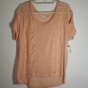 Delicate peach lace accent sweater